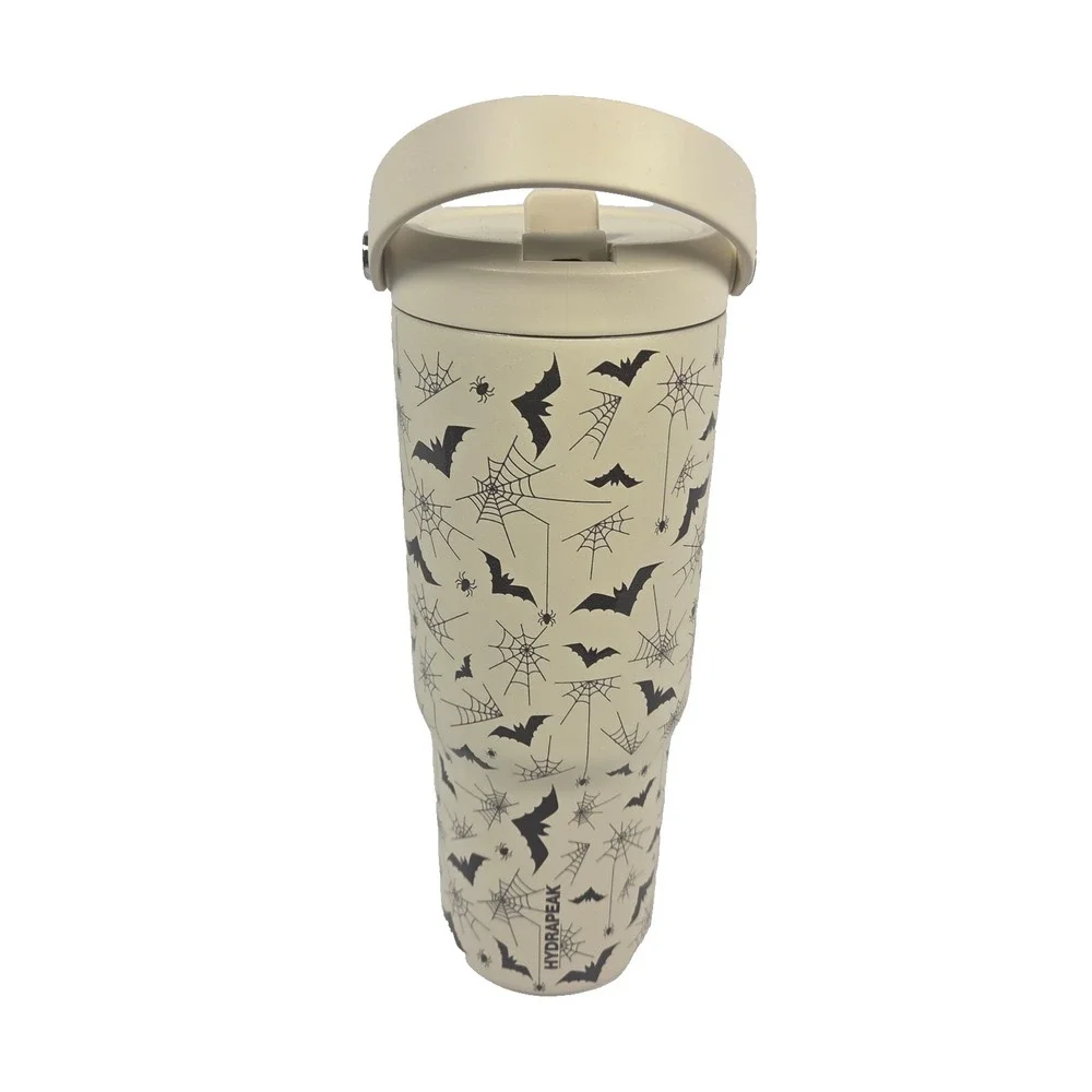 Hydrapeak Halloween Tumbler 24oz Cream Bats Spiders NWT Artisan Collection